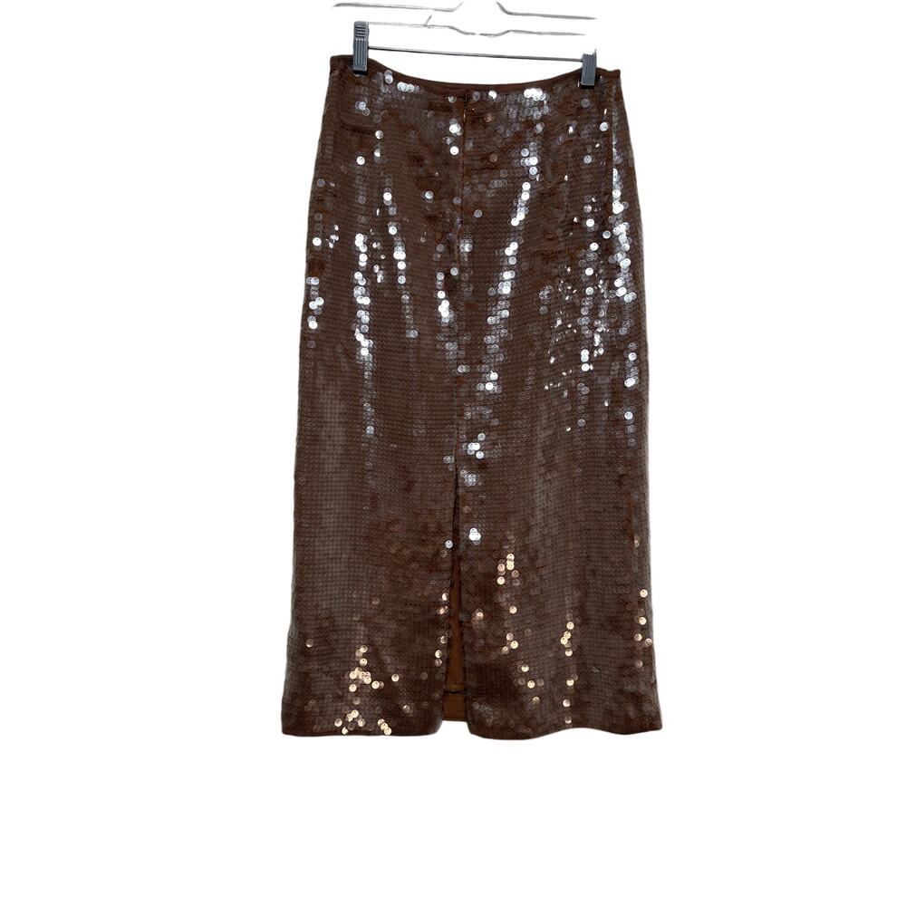 Madewell Sequin Midi Skirt Size 00 Brown Shimmer - Picture 6 of 8
